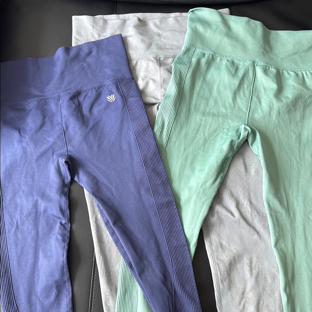 Women Active Leggings Set - Blue, Green, Gray